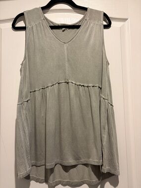 Sleeveless V-Neck Tunic in Sage Green by